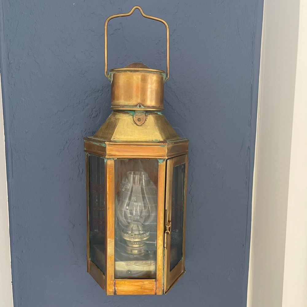 Vintage brass kerosene lantern